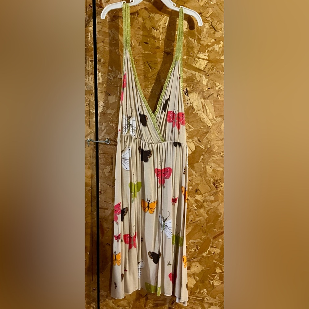 munki munki Beige Dress with Butterfly and Floral Print